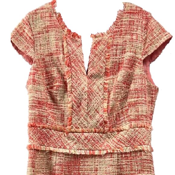 Women's Peach Tweed Sheath Shift Dress Sz 10 - Picture 2 of 6